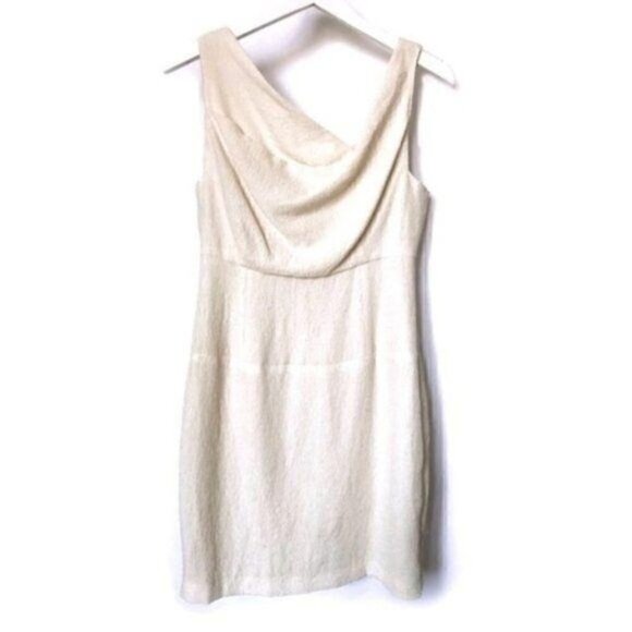 Black Halo crinkle crepe draped neck dress Size 6 - Picture 1 of 8